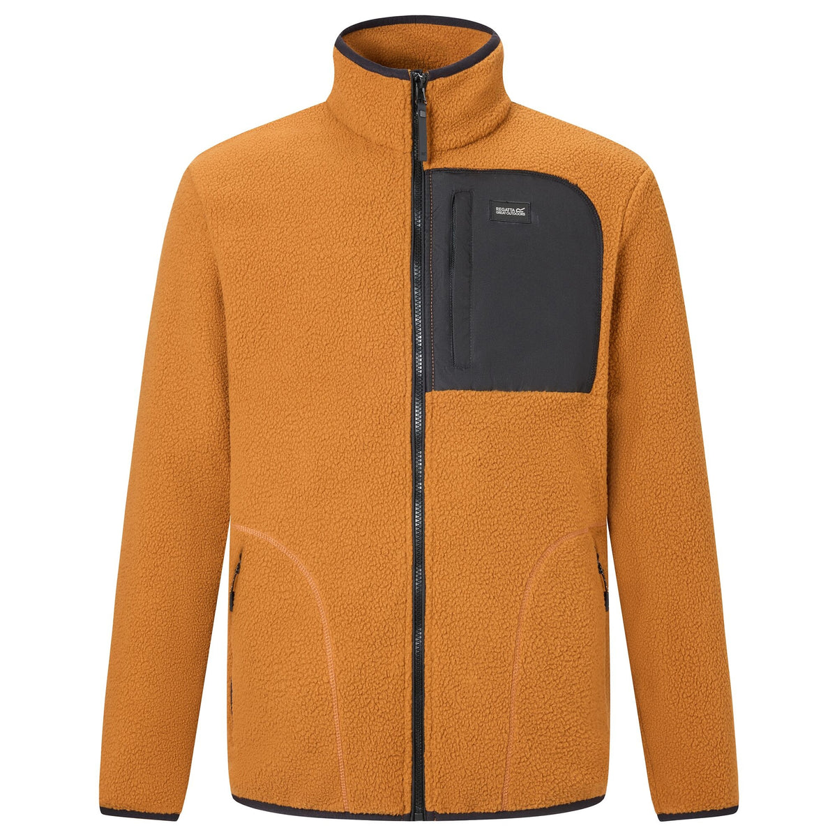 Rich Tan-Black - Front - Regatta Mens Frankie Borg Fleece Jacket
