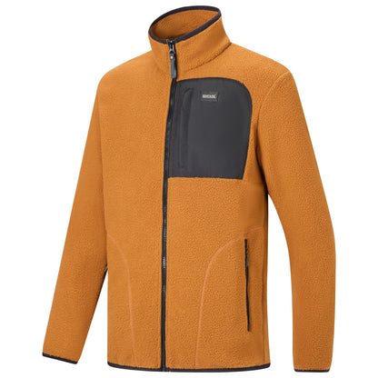 Rich Tan-Black - Side - Regatta Mens Frankie Borg Fleece Jacket