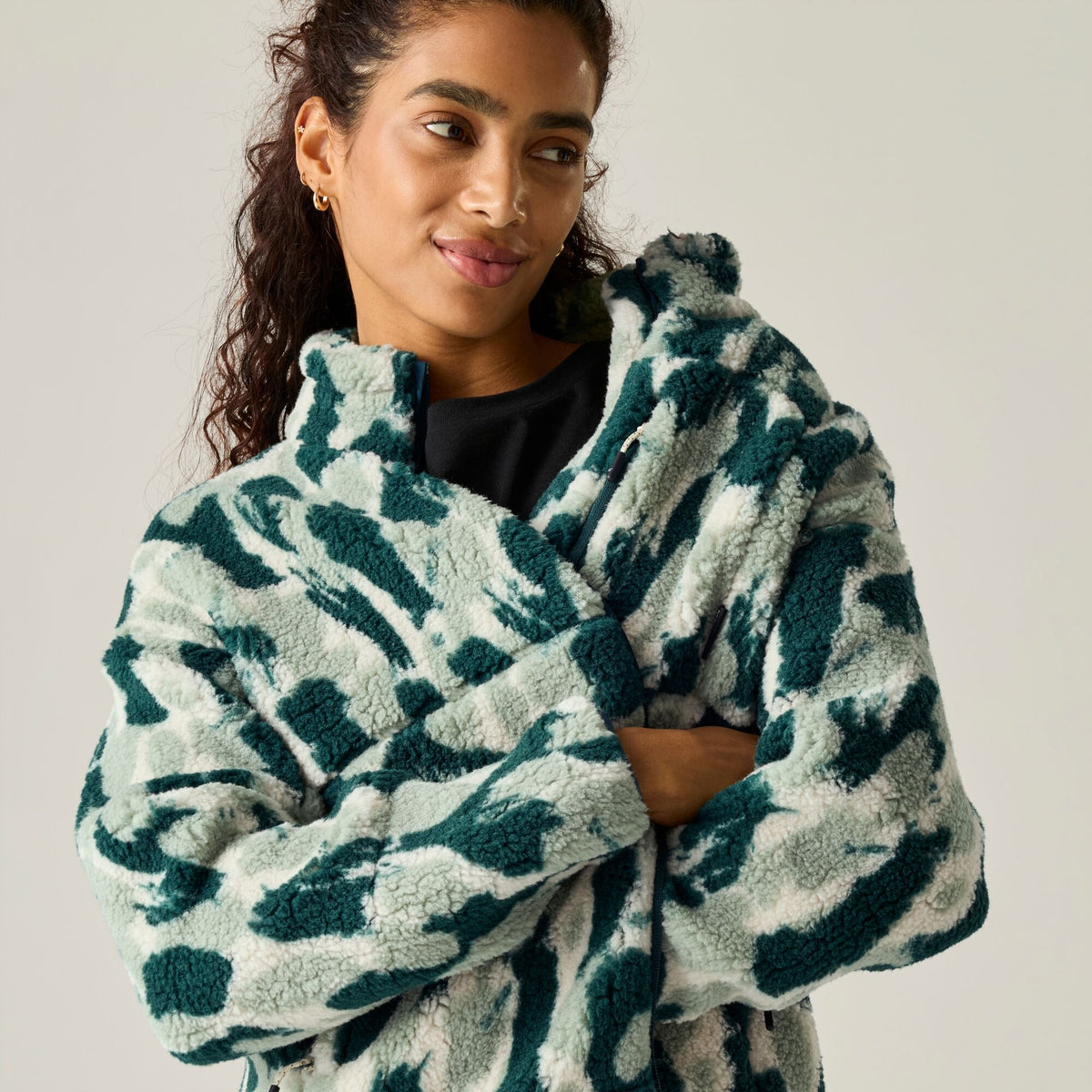 Deep Pine - Pack Shot - Regatta Womens-Ladies Roswind Brush Stroke Water Resistant Fleece Jacket