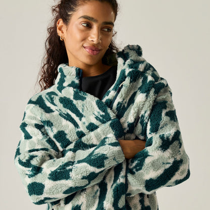Deep Pine - Pack Shot - Regatta Womens-Ladies Roswind Brush Stroke Water Resistant Fleece Jacket