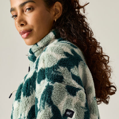 Deep Pine - Close up - Regatta Womens-Ladies Roswind Brush Stroke Water Resistant Fleece Jacket