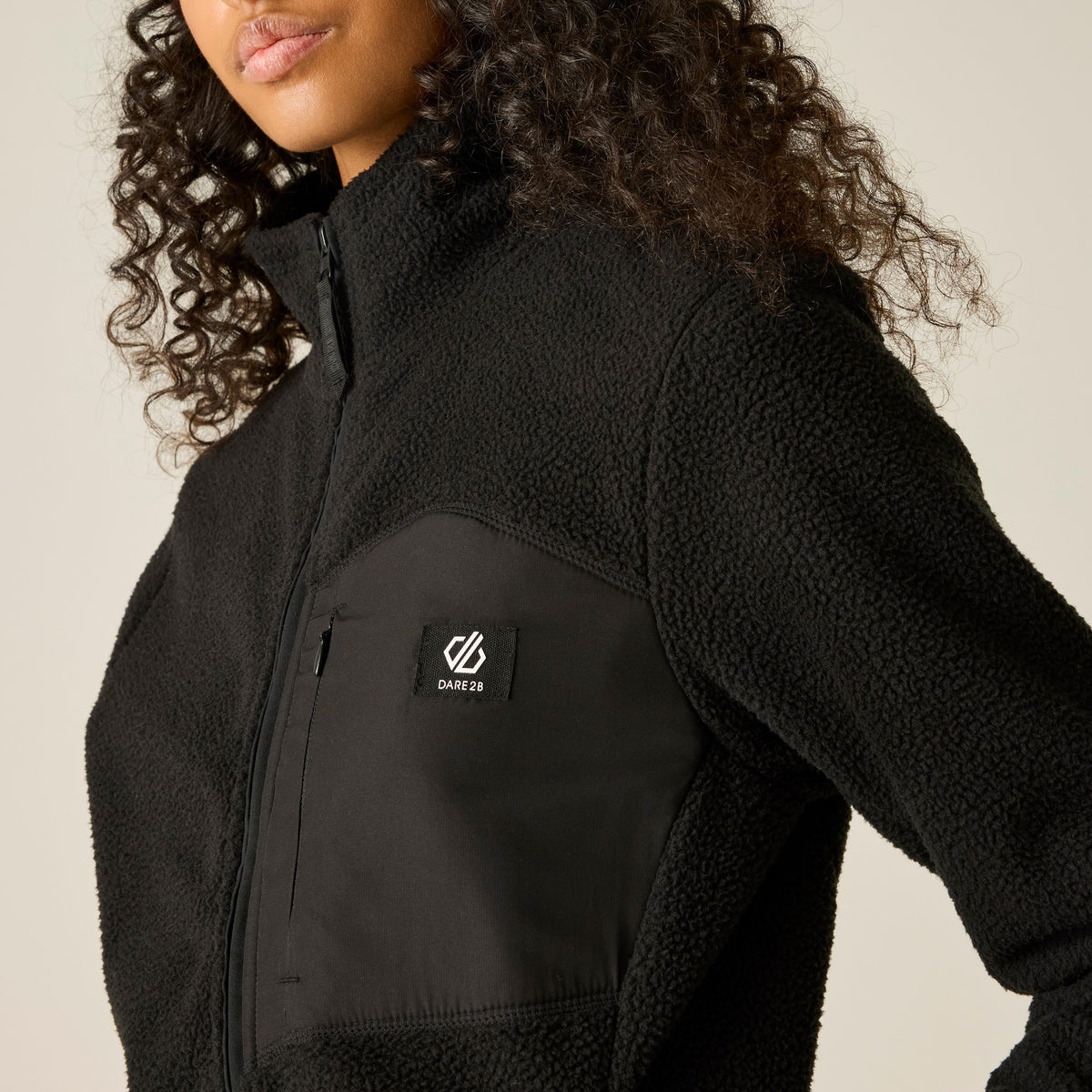 Black - Close up - Dare 2B Womens-Ladies Excursion Fleece Jacket