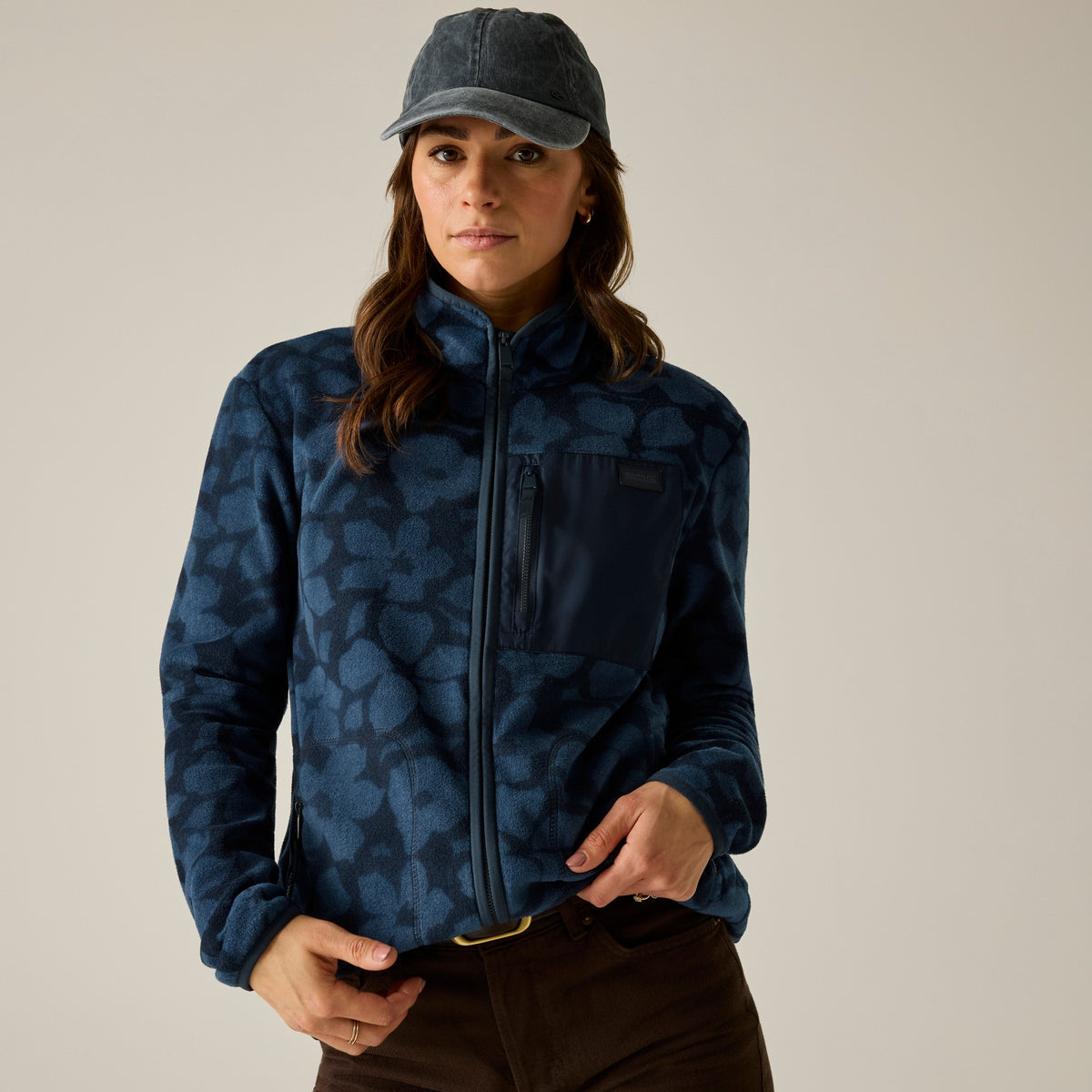 Navy - Lifestyle - Regatta Womens-Ladies Frankie Shadow Flower Full Zip Fleece Jacket