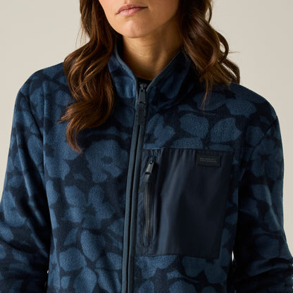 Navy - Close up - Regatta Womens-Ladies Frankie Shadow Flower Full Zip Fleece Jacket