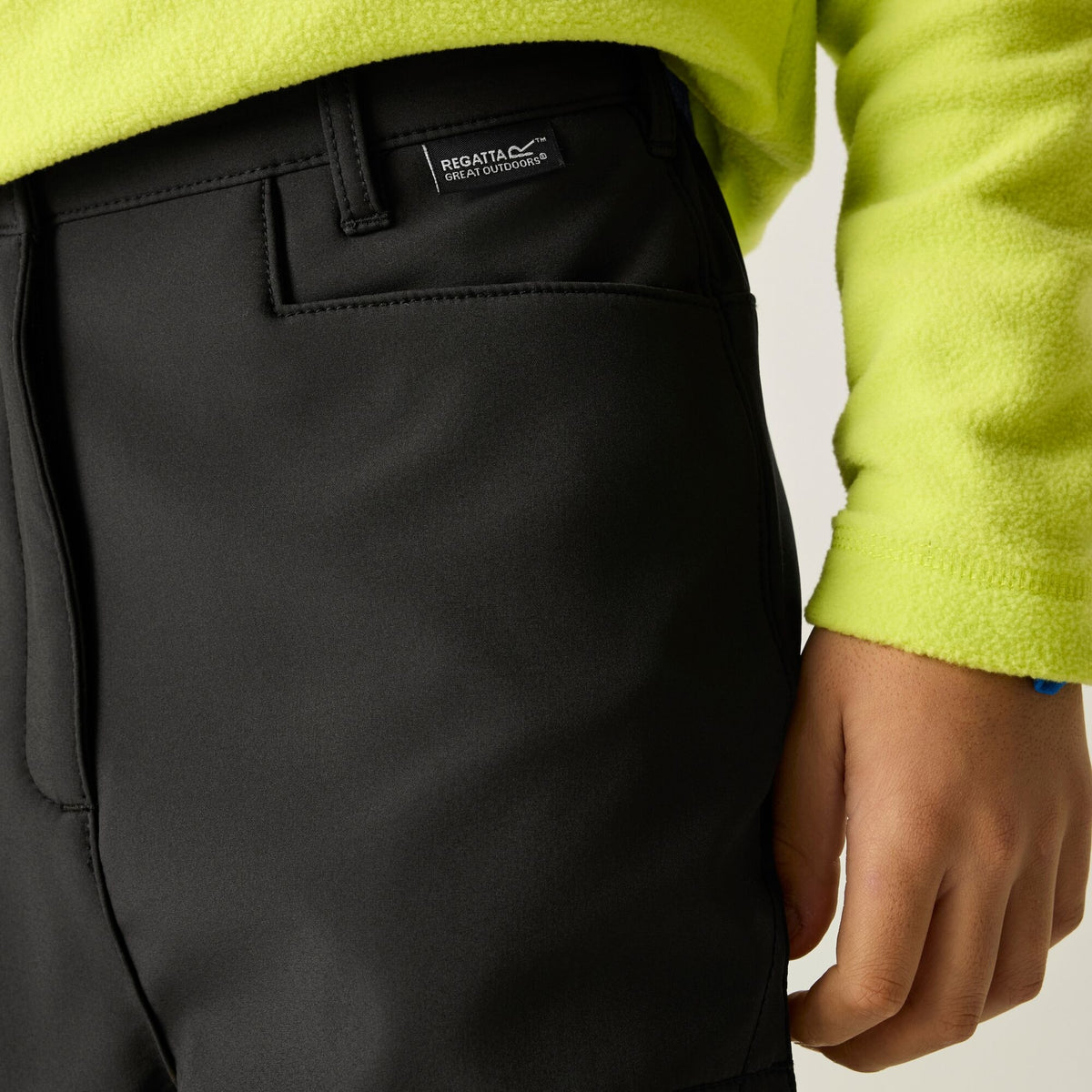 Black - Close up - Regatta Childrens-Kids Softshell Trousers