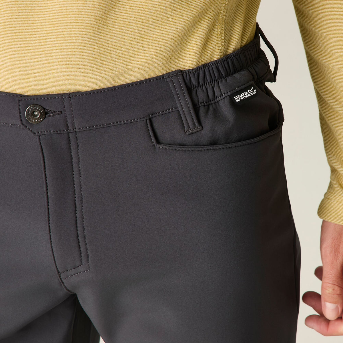 Ash - Close up - Regatta Mens Fenton Softshell Trousers