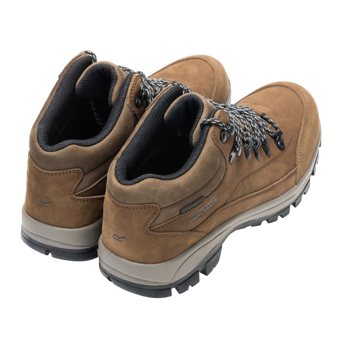 Brown - Back - Regatta Mens Bayton Leather Mid Cut Walking Boots