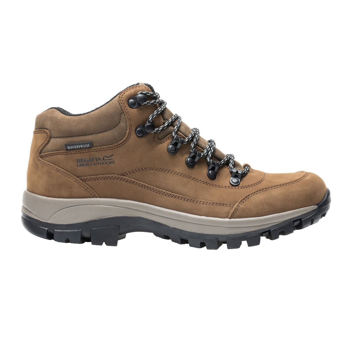 Brown - Front - Regatta Mens Bayton Leather Mid Cut Walking Boots