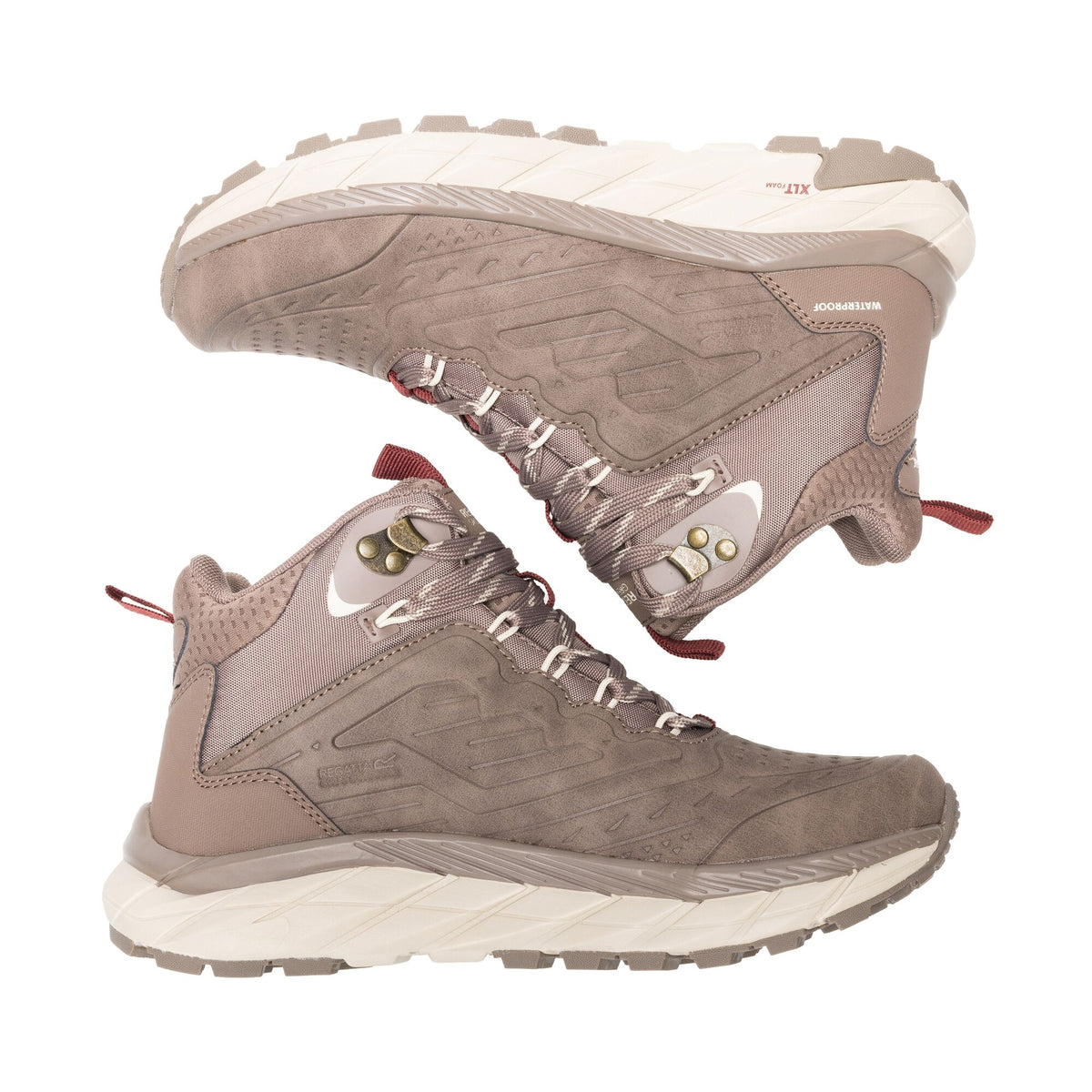 Mocha-Light Vanilla - Close up - Regatta Womens-Ladies Derino Mid Cut Walking Boots