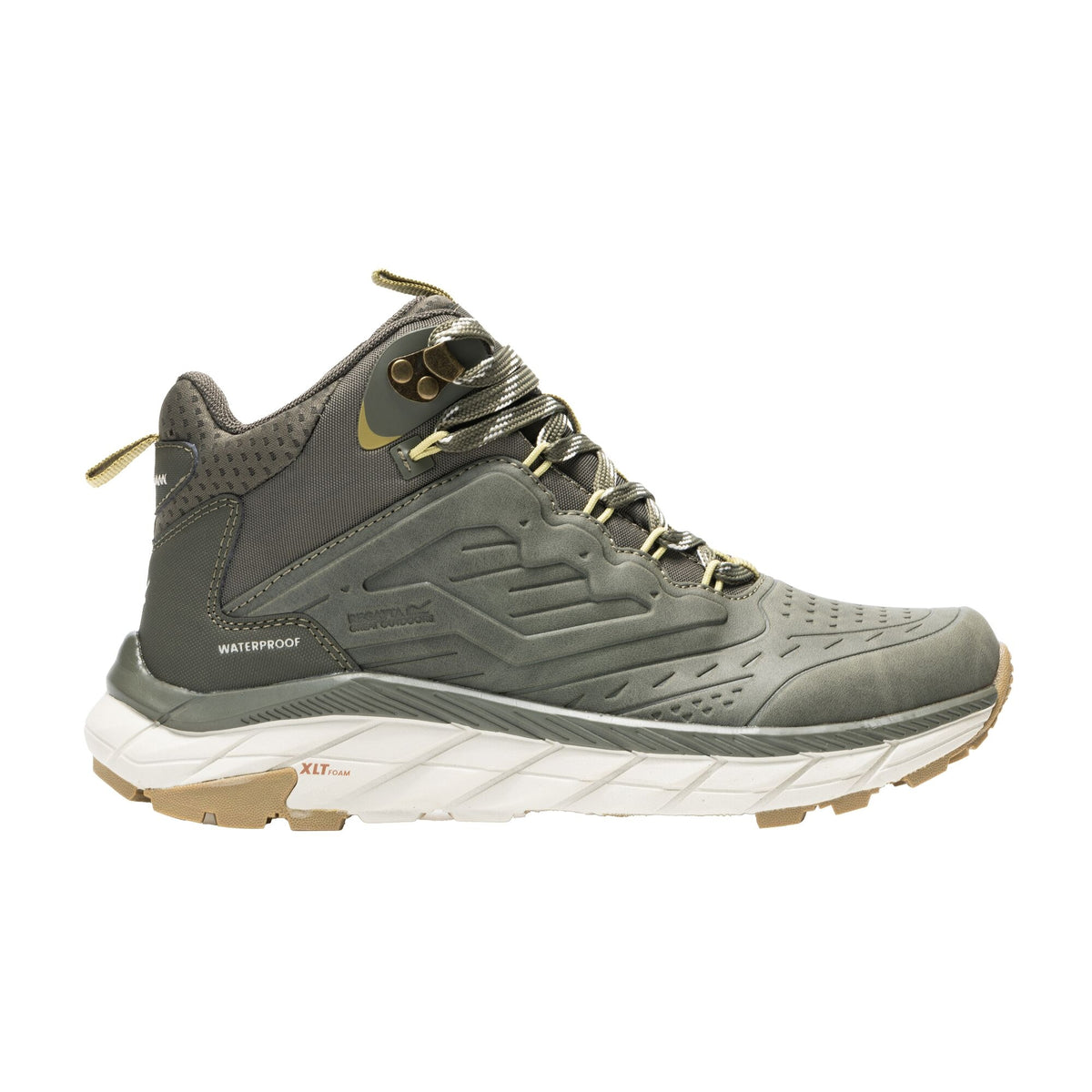 Olive Night-Desert Khaki - Front - Regatta Womens-Ladies Derino Mid Cut Walking Boots
