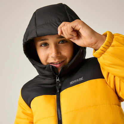 Black-Mustard - Pack Shot - Regatta Childrens-Kids Lofthouse Padded Jacket