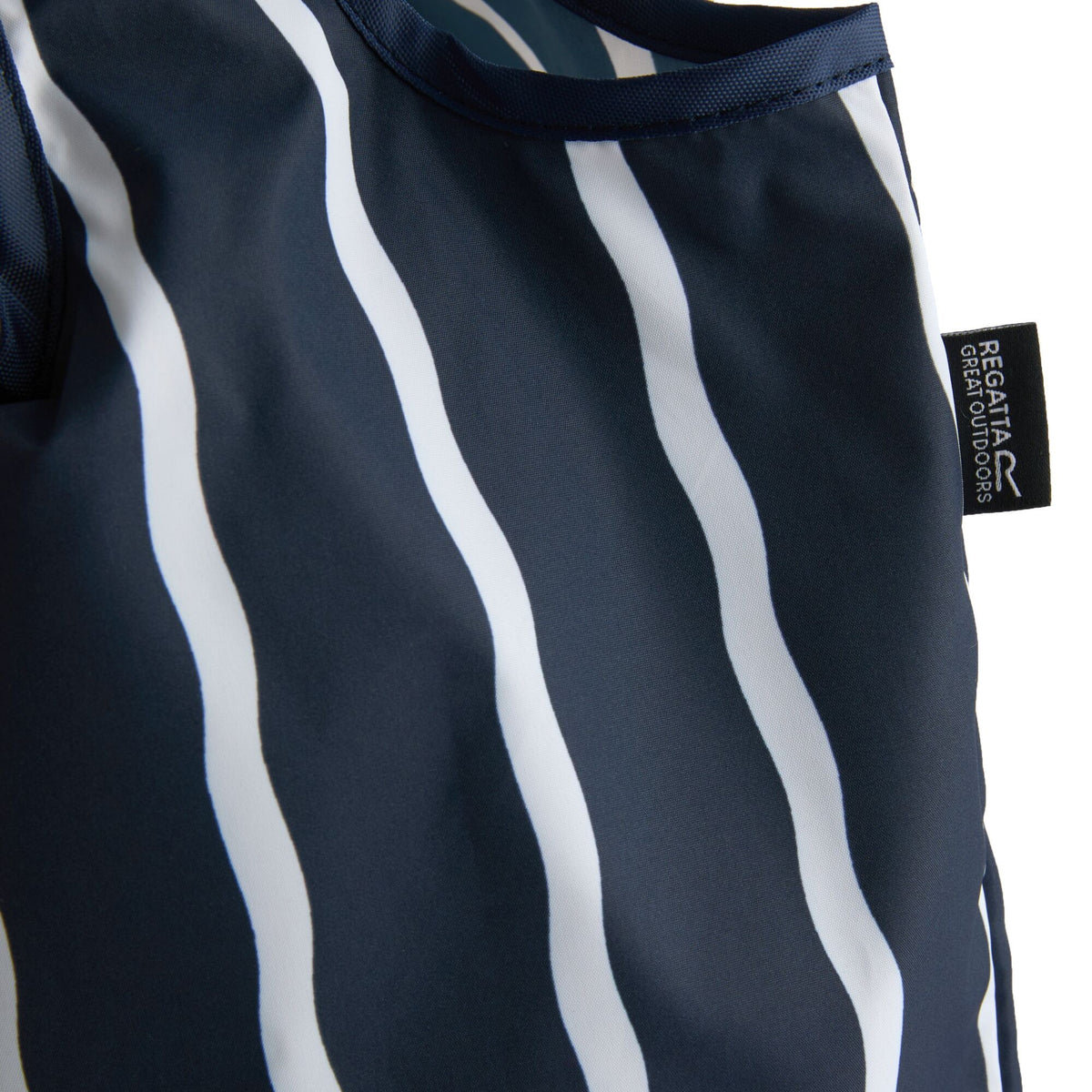 Navy-White - Side - Regatta Wavy Striped Packaway Shopper Bag