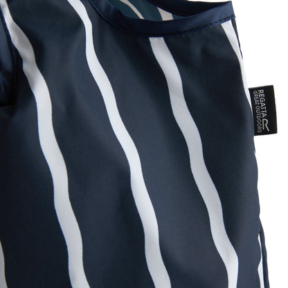 Navy-White - Side - Regatta Wavy Striped Packaway Shopper Bag