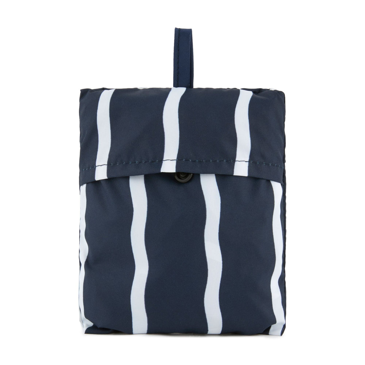 Navy-White - Pack Shot - Regatta Wavy Striped Packaway Shopper Bag