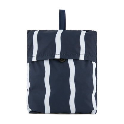 Navy-White - Pack Shot - Regatta Wavy Striped Packaway Shopper Bag