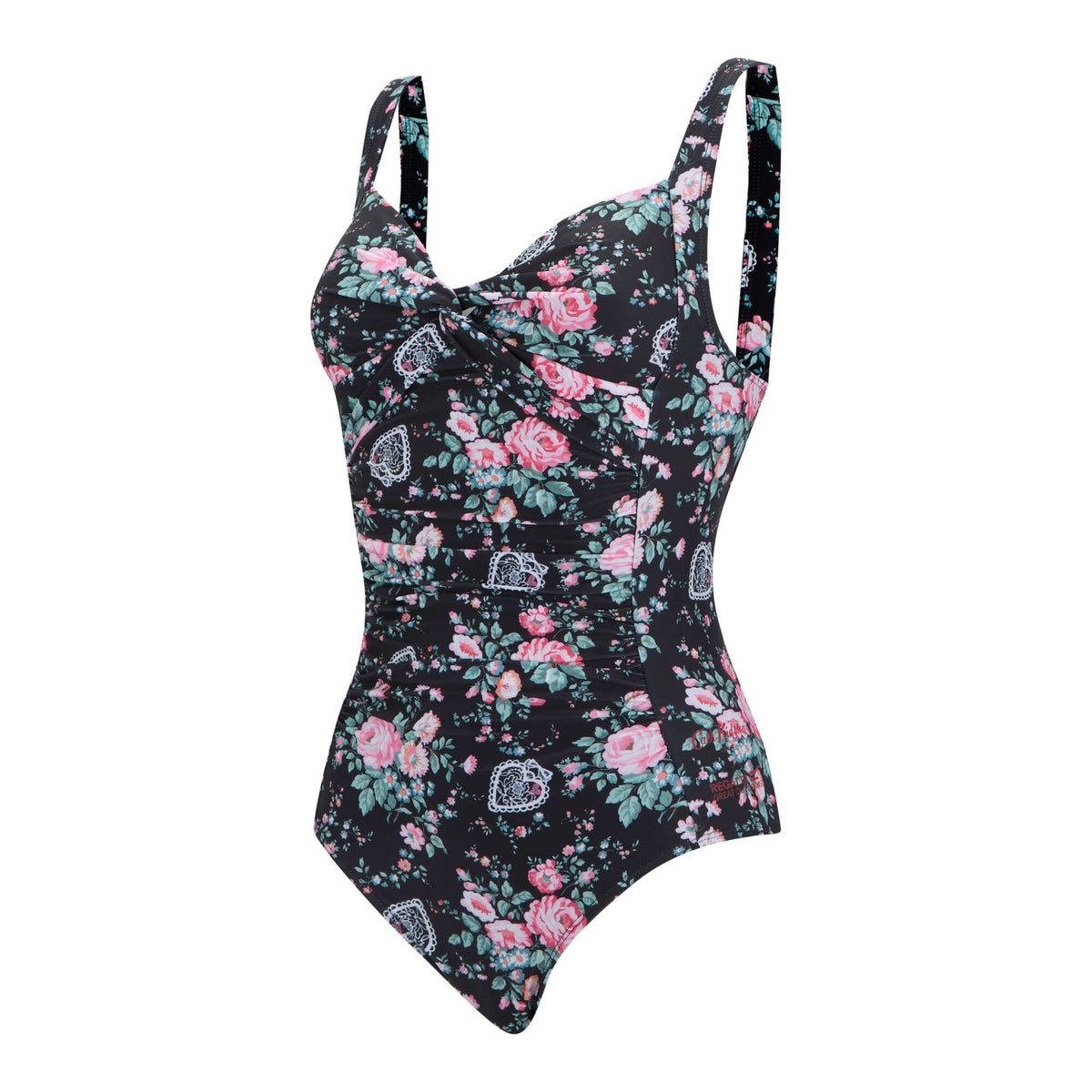 Black - Side - Regatta Womens-Ladies Cath Kidston Hackney Rose One Piece Swimsuit