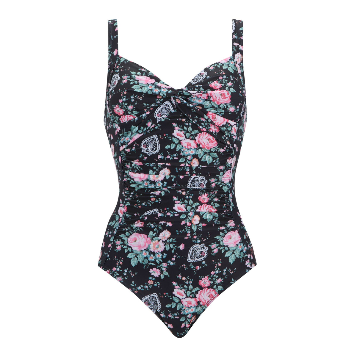 Black - Front - Regatta Womens-Ladies Cath Kidston Hackney Rose One Piece Swimsuit