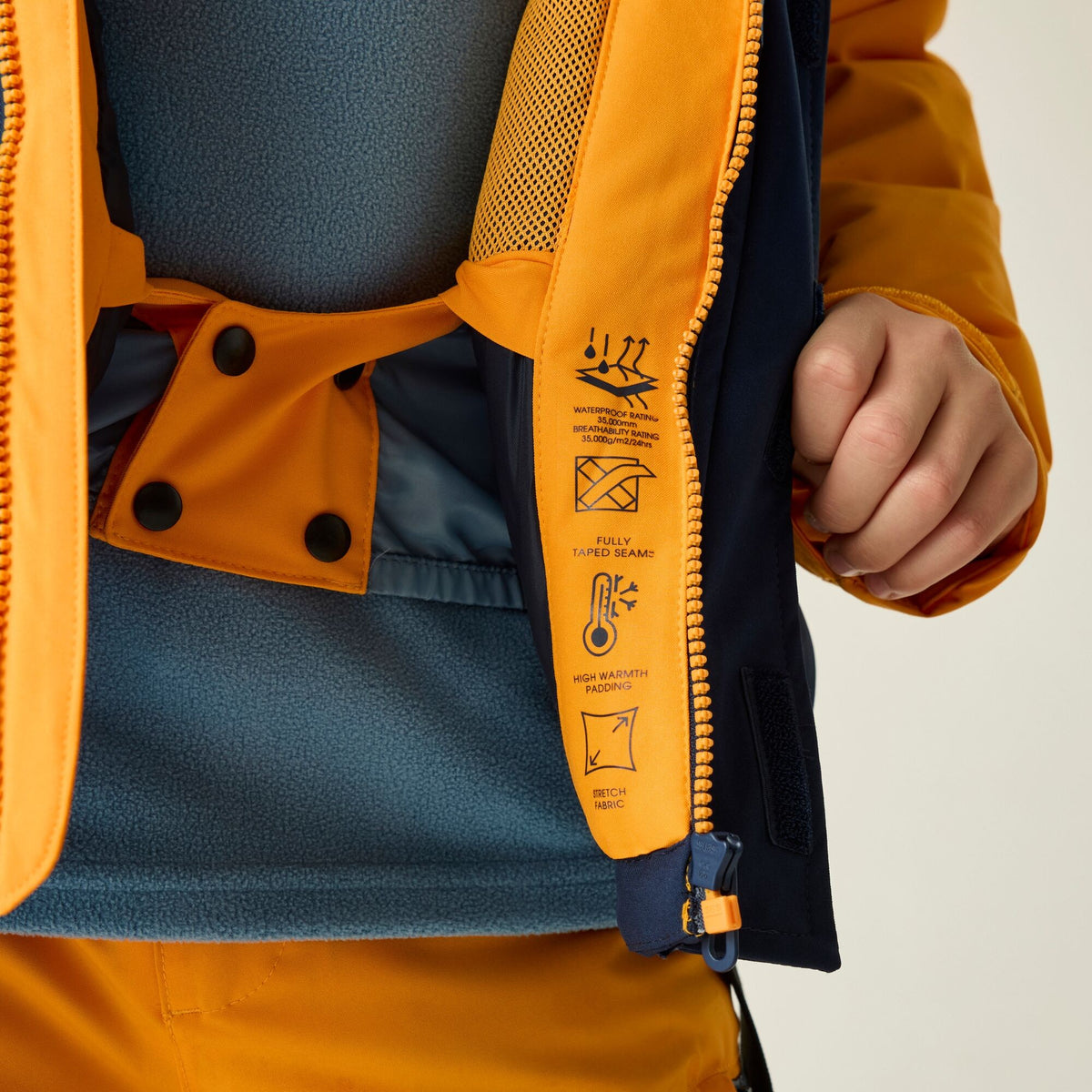 Electric Orange - Close up - Dare 2B Childrens-Kids Send It II Ski Jacket