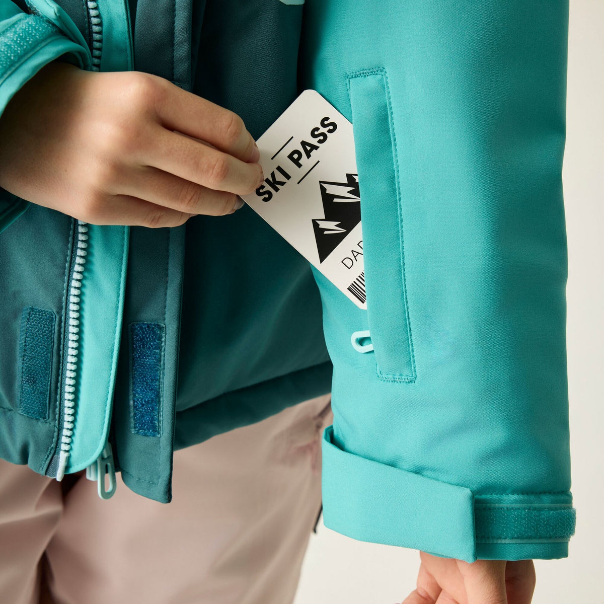 Turquoise - Pack Shot - Dare 2B Childrens-Kids Send It II Ski Jacket