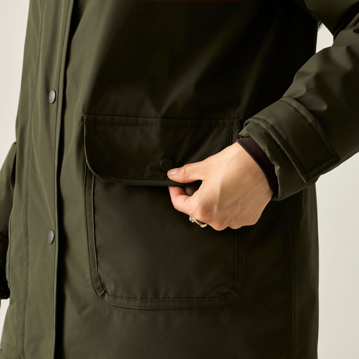 Brown Shadow-Eccentric Purple - Pack Shot - Regatta Womens-Ladies Orla Kiely Insulated Waterproof Jacket