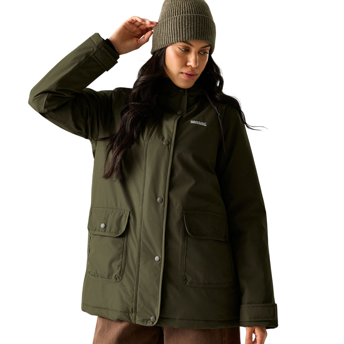 Brown Shadow-Eccentric Purple - Front - Regatta Womens-Ladies Orla Kiely Insulated Waterproof Jacket