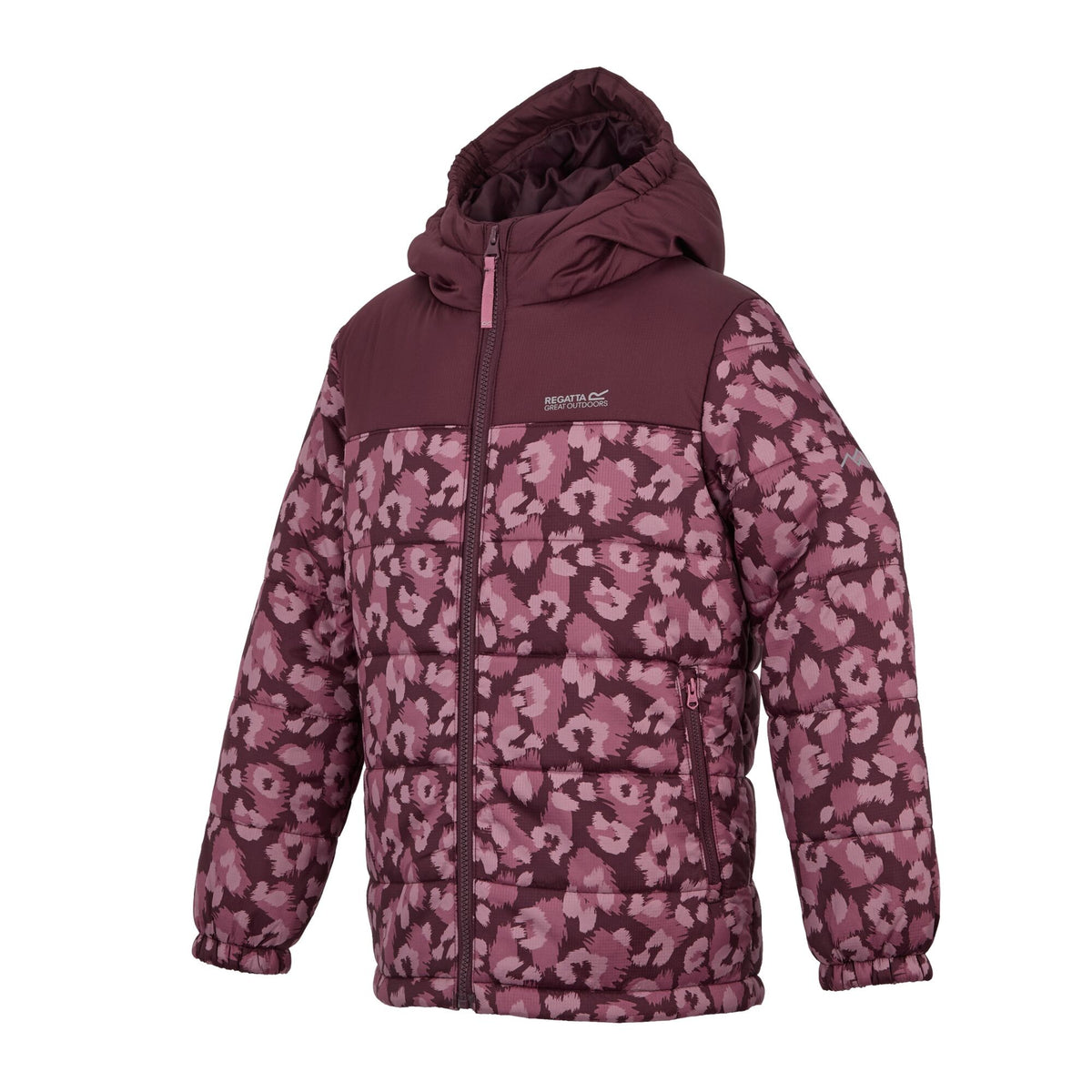 Fig-Violet - Side - Regatta Childrens-Kids Lofthouse Leopard Print Padded Jacket