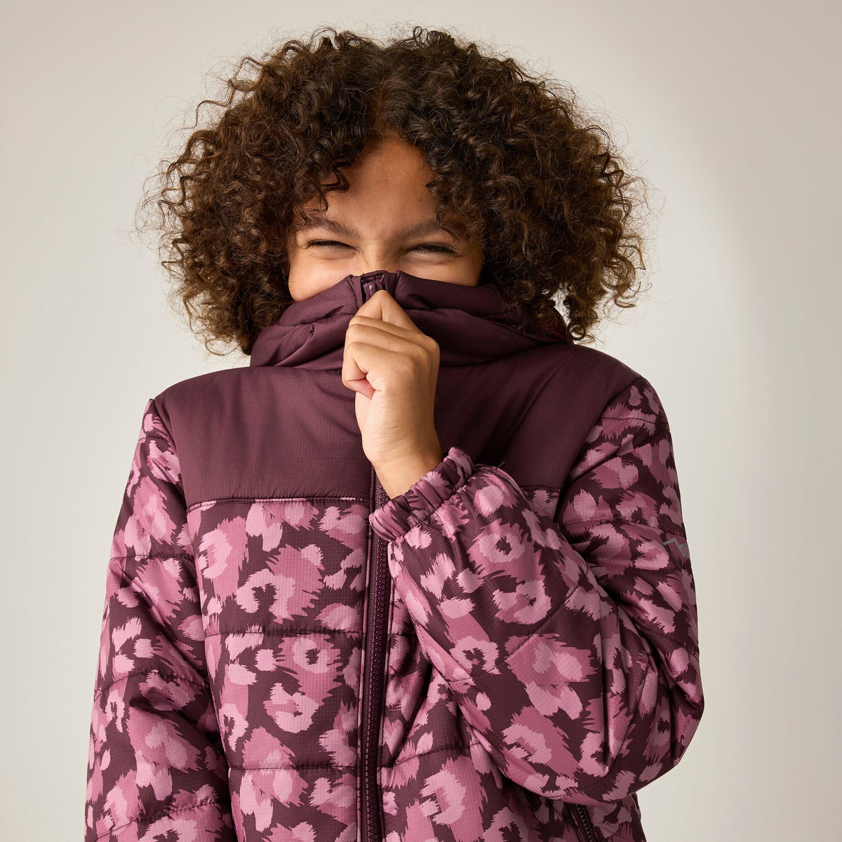 Fig-Violet - Close up - Regatta Childrens-Kids Lofthouse Leopard Print Padded Jacket