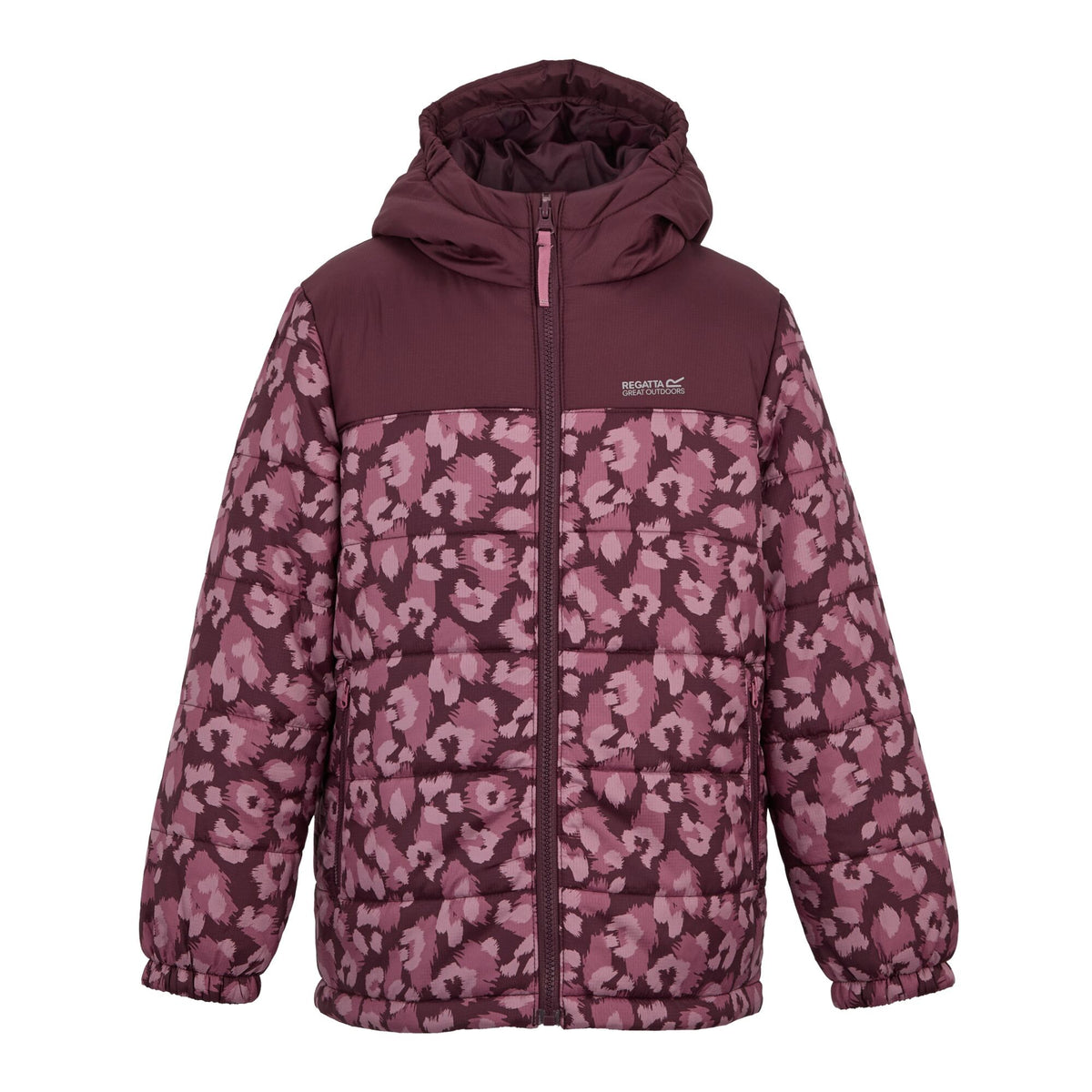 Fig-Violet - Front - Regatta Childrens-Kids Lofthouse Leopard Print Padded Jacket