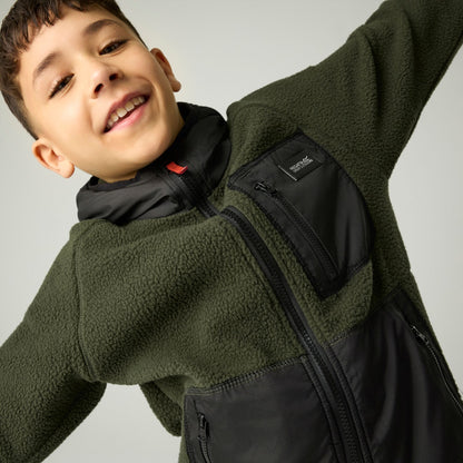 Dark Khaki-Black - Lifestyle - Regatta Childrens-Kids Munro Hybrid Jacket