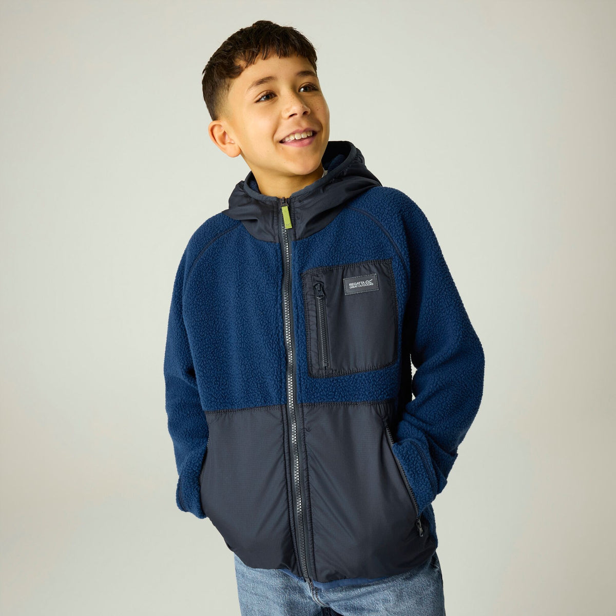 Aviator Blue-Navy - Close up - Regatta Childrens-Kids Munro Hybrid Jacket