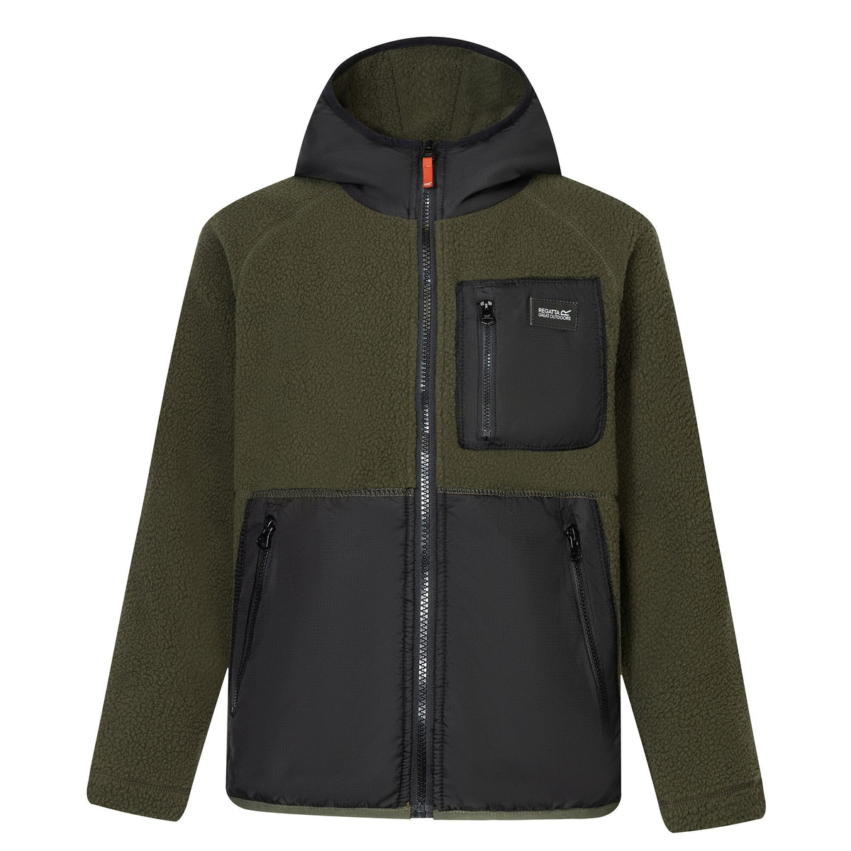 Dark Khaki-Black - Front - Regatta Childrens-Kids Munro Hybrid Jacket
