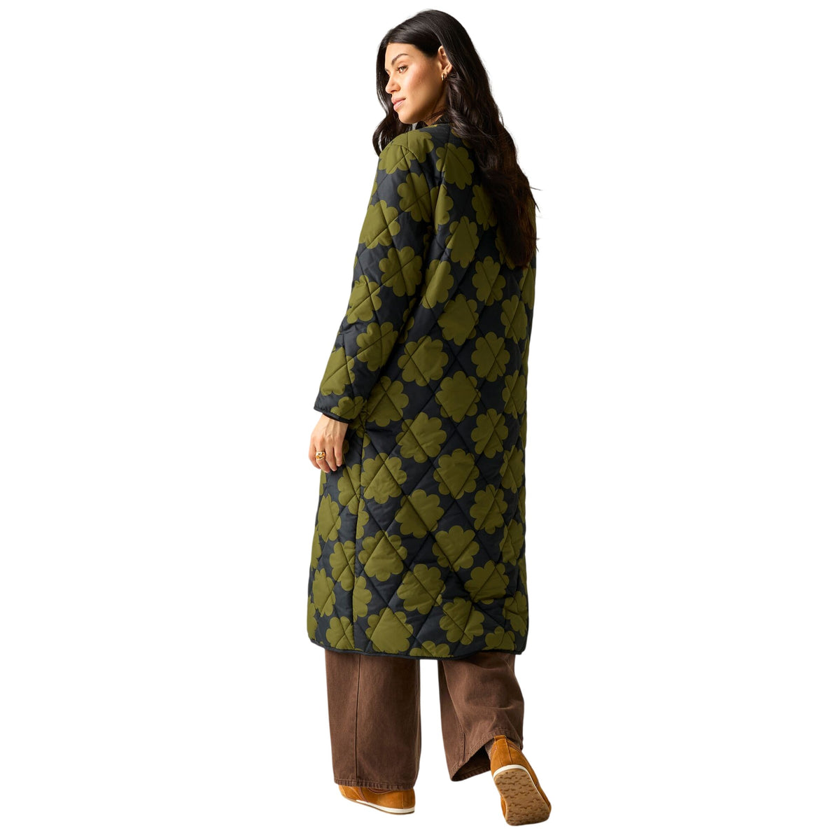 Olive - Back - Regatta Womens-Ladies Sun Daisy Quilted Mid Length Jacket