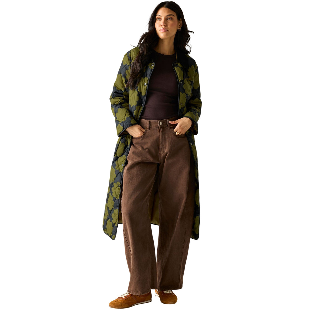 Olive - Front - Regatta Womens-Ladies Sun Daisy Quilted Mid Length Jacket