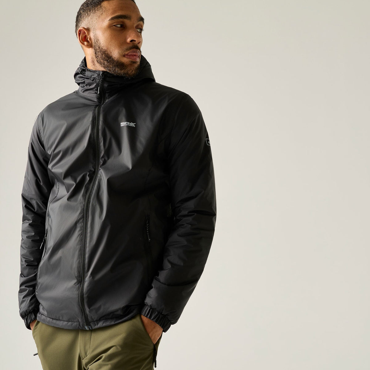 Ash - Close up - Regatta Mens Kybre Fleece Lined Jacket