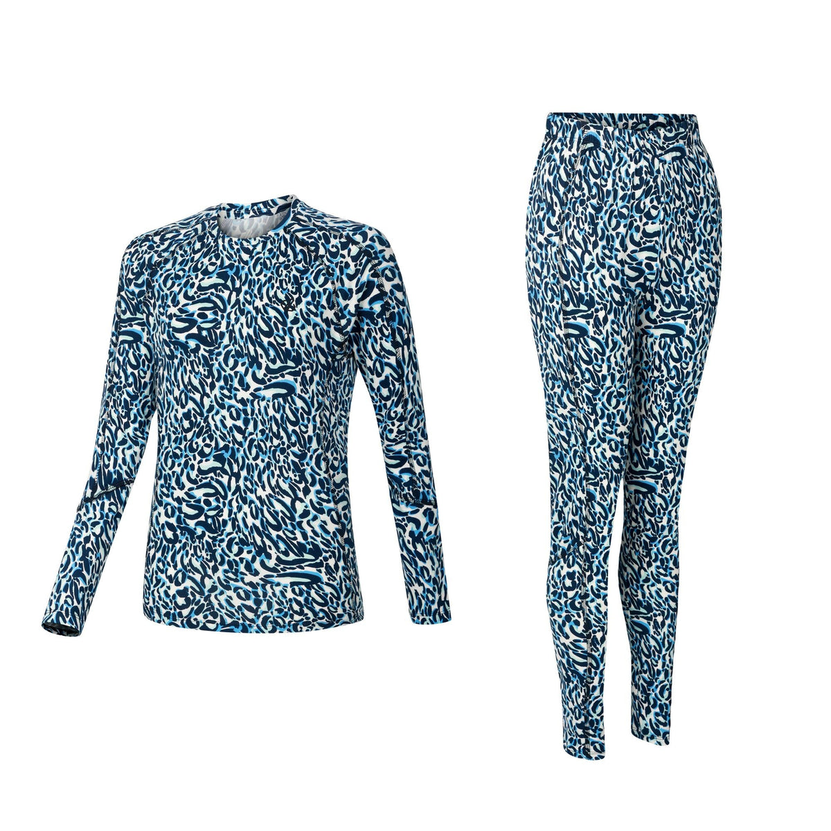 Blue-White - Front - Dare 2B Womens-Ladies Exchange III Animal Print Thermal Base Layer Set