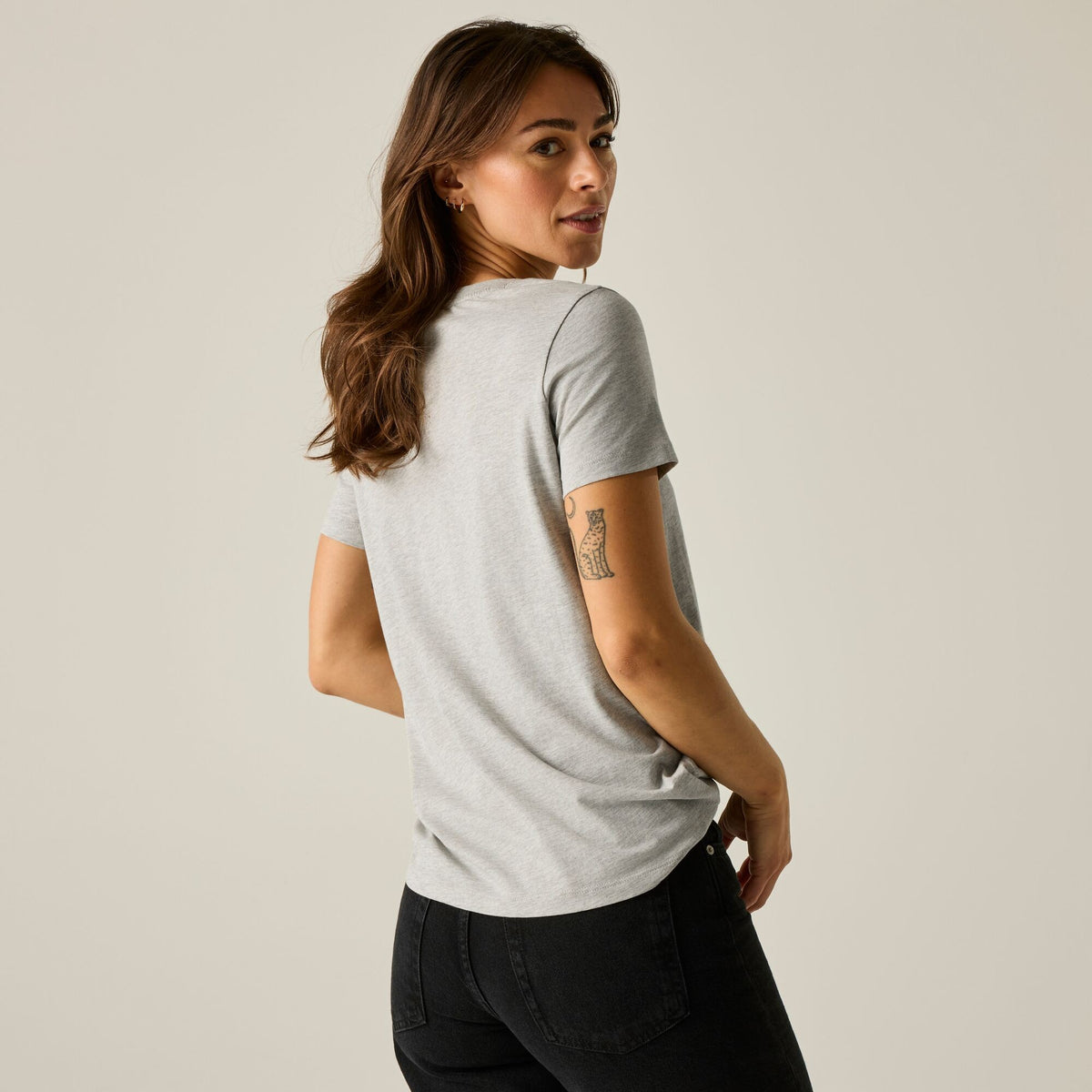Grey Marl - Close up - Regatta Womens-Ladies Filandra VX Bow T-Shirt