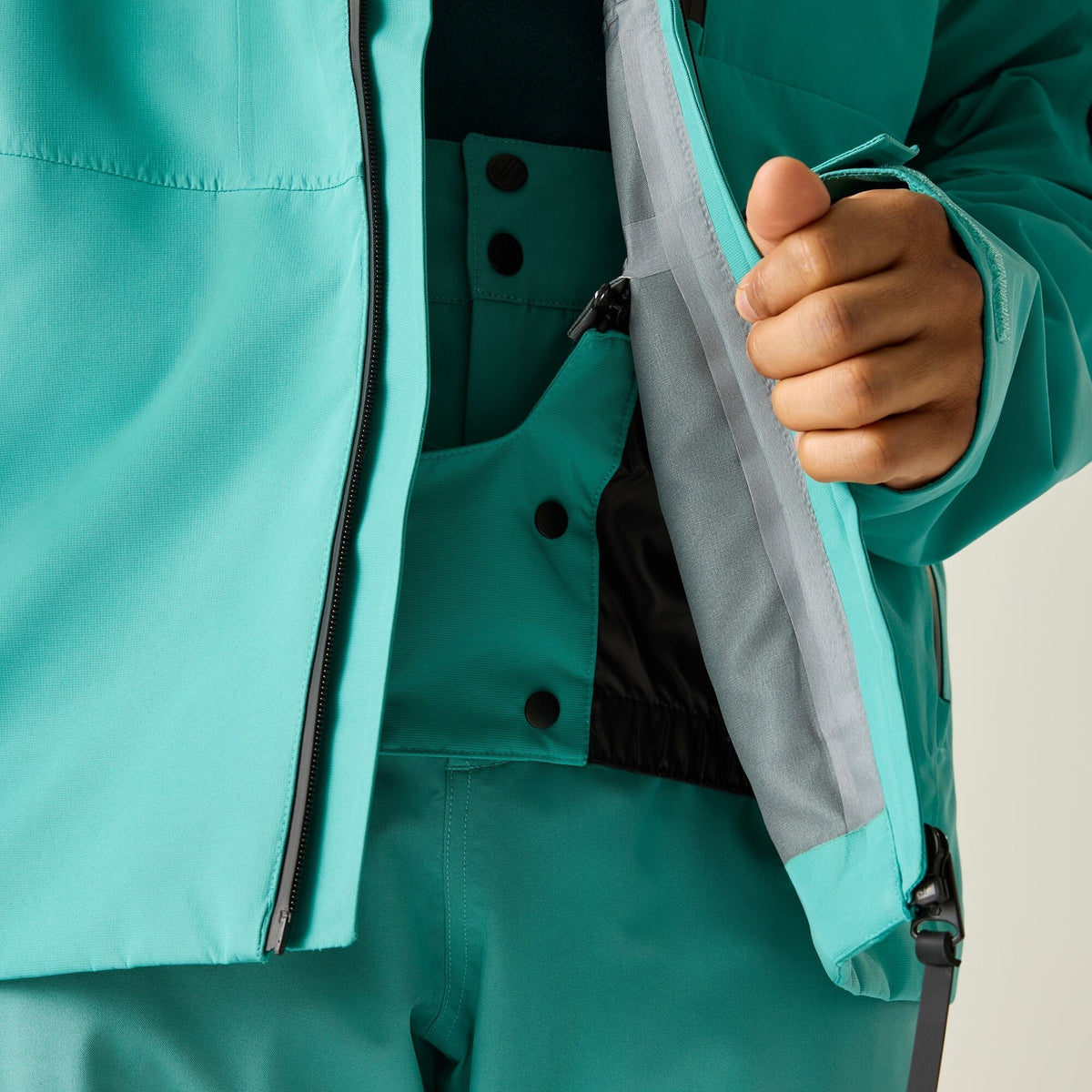 Teal - Close up - Dare 2B Mens Altitude Guard 3 Layer Membrane Ski Jacket
