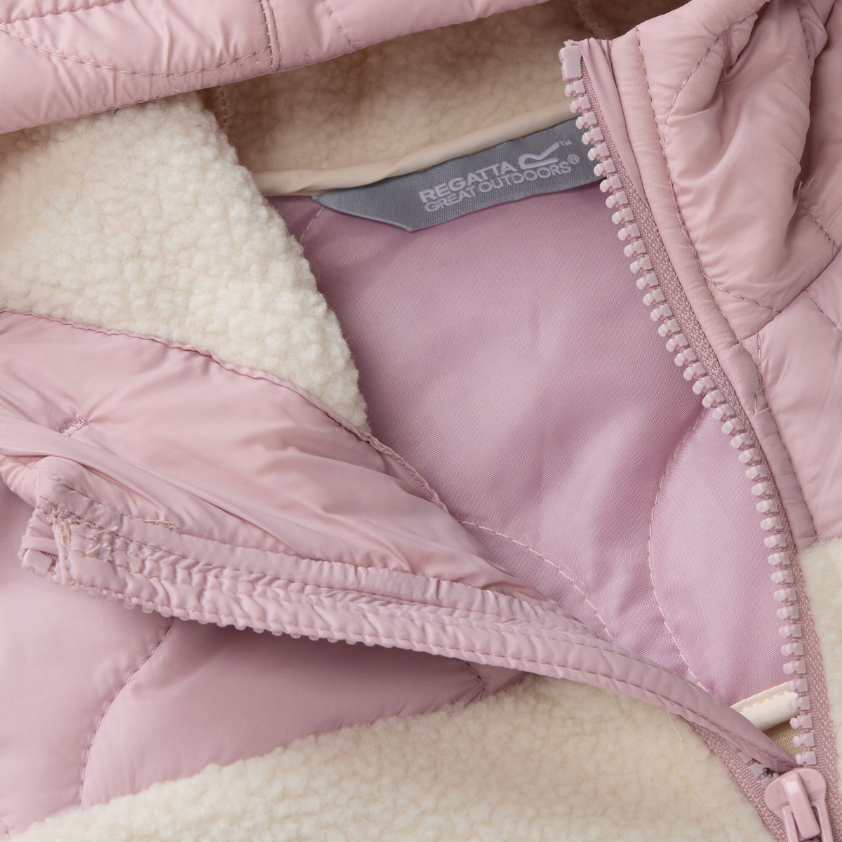 Powder Lilac-Light Vanilla - Pack Shot - Regatta Childrens-Kids Myla Hybrid Jacket