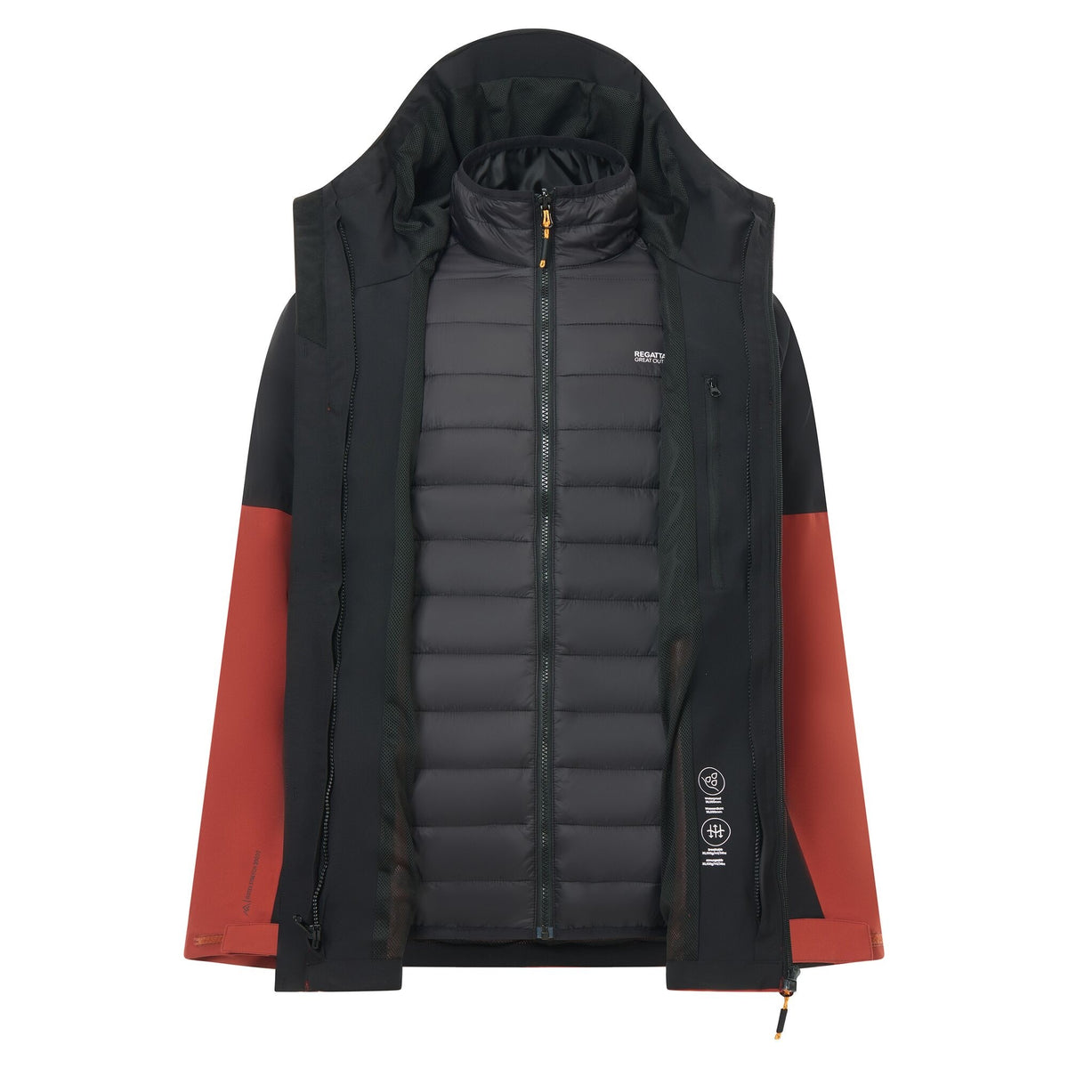 Burnt Henna-Black - Lifestyle - Regatta Mens Wentwood 3 in 1 Jacket