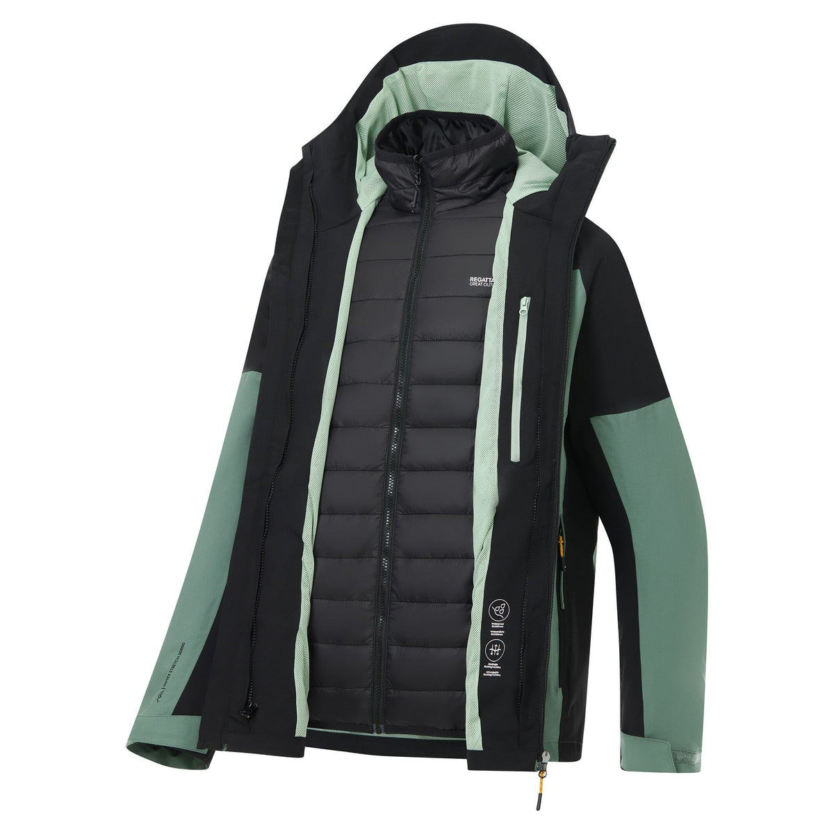 Dark Forest Green-Black - Pack Shot - Regatta Mens Wentwood 3 in 1 Jacket