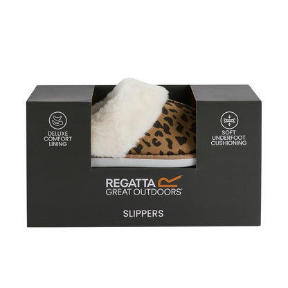 Leopard - Close up - Regatta Womens-Ladies Tulsy Leopard Print Slippers