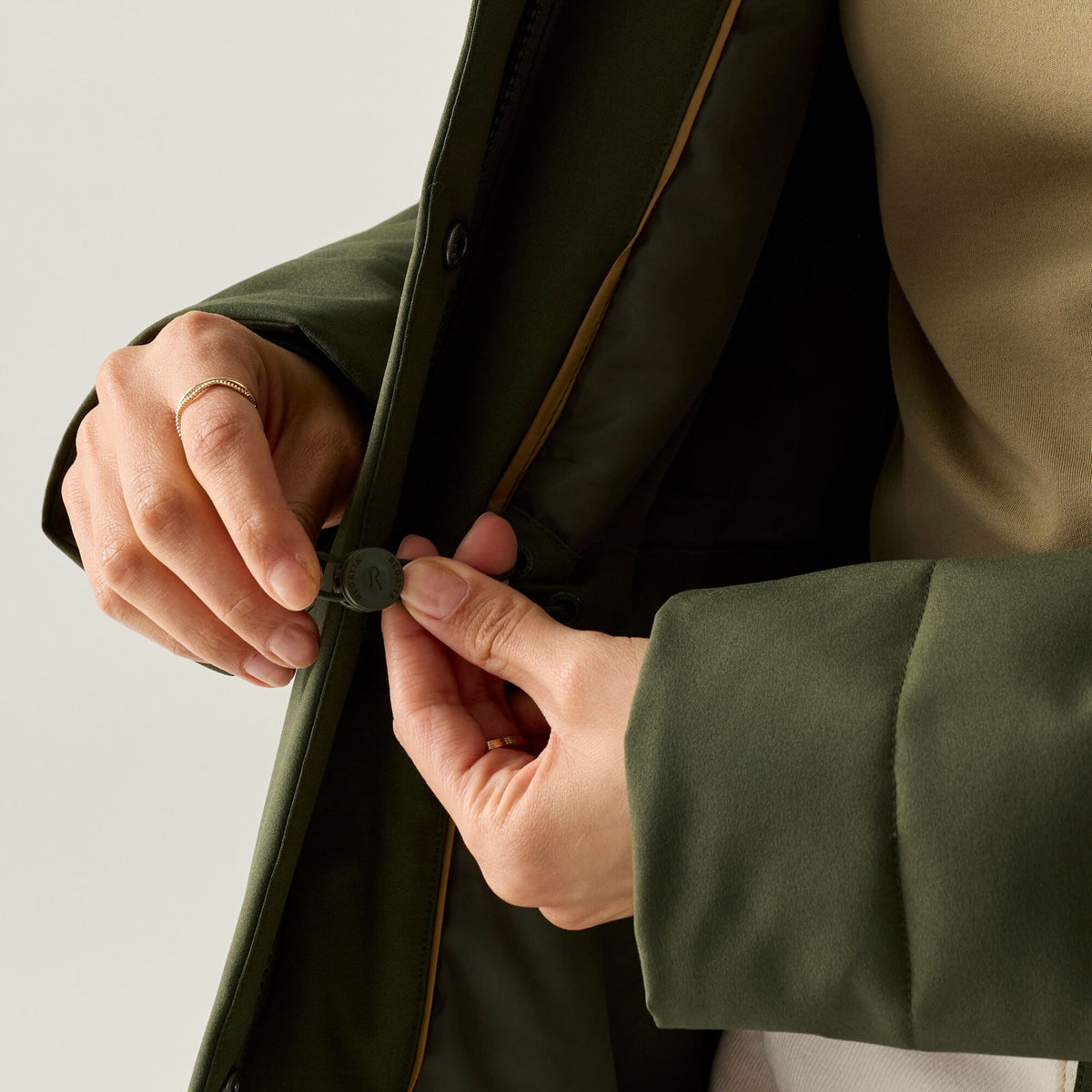 Dark Khaki-Black - Close up - Regatta Womens-Ladies Ramona Waterproof Jacket