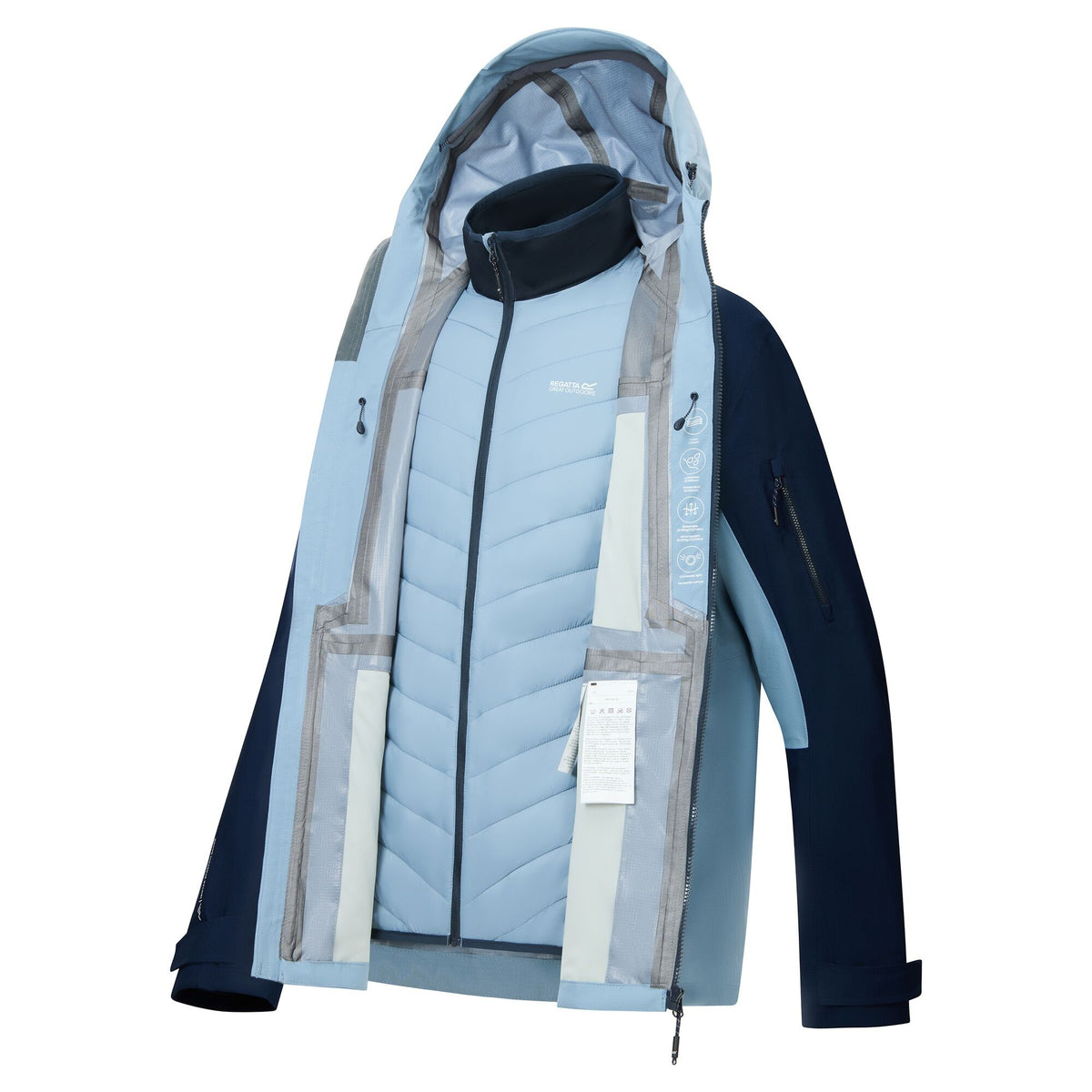Dusky Blue-Navy - Pack Shot - Regatta Mens Sacramento 3 in 1 Waterproof Jacket