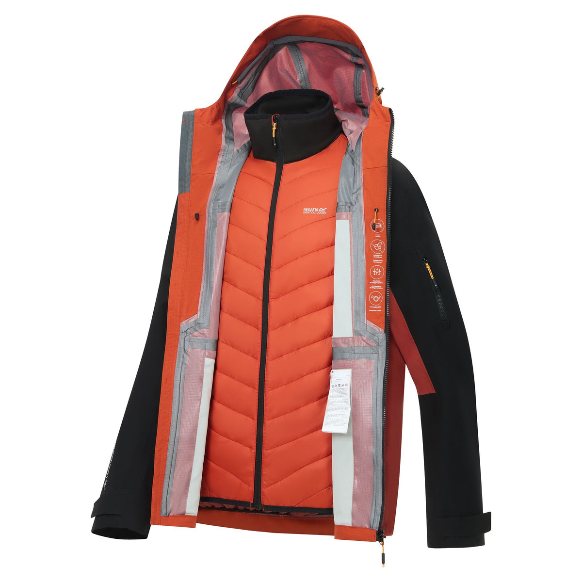Burnt Henna-Rooibos Tea - Pack Shot - Regatta Mens Sacramento 3 in 1 Waterproof Jacket
