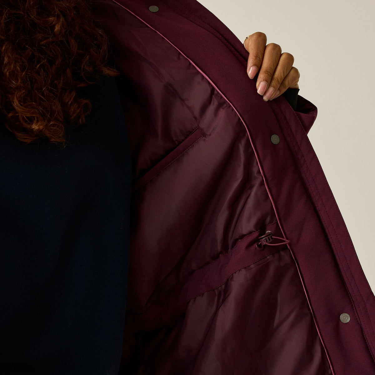 Fig-Black - Close up - Regatta Womens-Ladies Ramona Zebra Insulated Waterproof Jacket