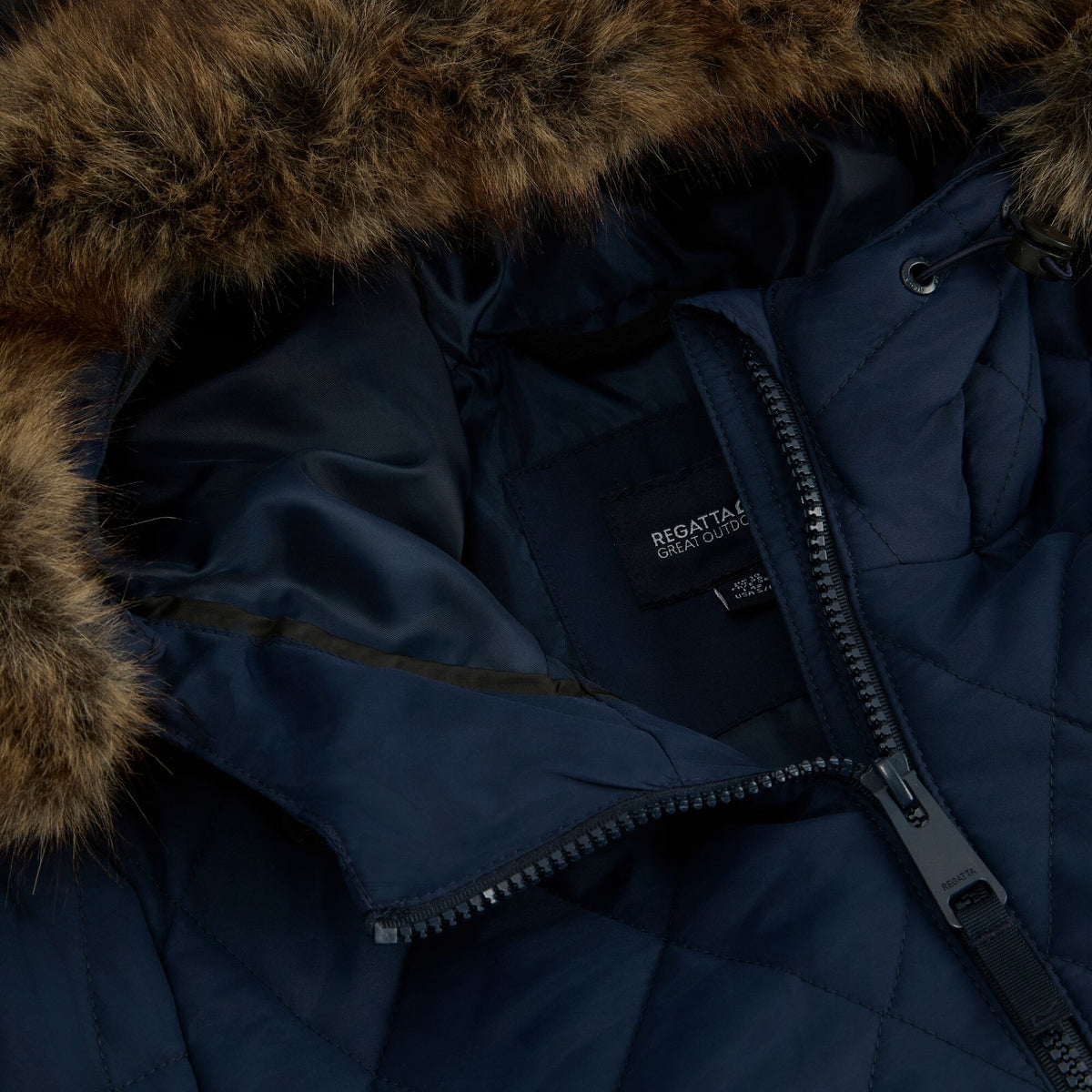 Navy - Pack Shot - Regatta Womens-Ladies Fionne Long Length Jacket