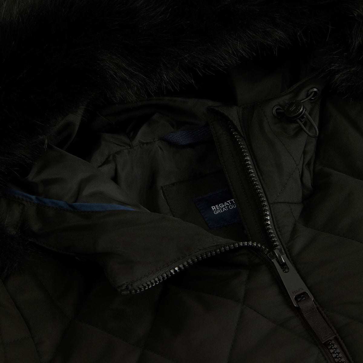 Black - Pack Shot - Regatta Womens-Ladies Fionne Long Length Jacket