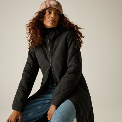 Black - Close up - Regatta Womens-Ladies Fionne Long Length Jacket