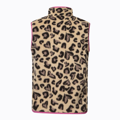 Mocha-Violet - Back - Regatta Childrens-Kids Frankie Leopard Print Fleece Body Warmer