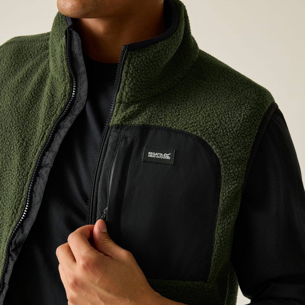 Dark Khaki-Black - Pack Shot - Regatta Mens Frankie Borg Body Warmer